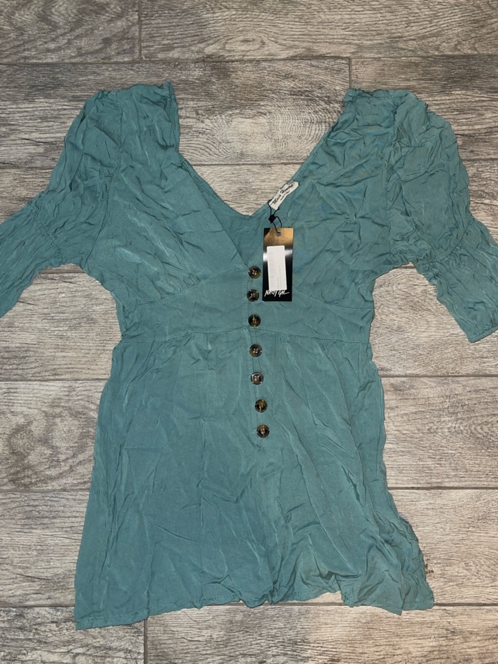 Teal Button-Front Romper